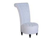 HomCom 45? Tufted High Back Flannelette Accent Chair Cream White