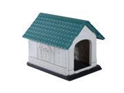 Pawhut 35 L x 27 W x 27 H Plastic Snap Together Outdoor Dog House Green White Black