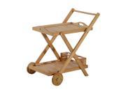 HomCom 29? 2 Tier Wood Bar Serving Cart