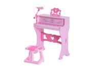 Qaba Kids 37 Key Lovely Princess Electronic Piano Keyboard with Stool and Microphone Pink