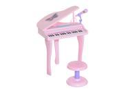 Qaba 37 Key Kids Baby Grand Digital Piano with Microphone and Stool Pink