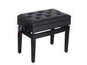 HomCom Faux Leather Height Adjustable Padded Piano Bench With Music Storage - Black HomCom Faux Leather Height Adjustable Padded Piano Bench With Music Storage - Black
