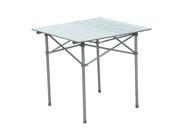 Outsunny Roll Up Top Aluminum Portable Camping Picnic Table w Carrying Bag 28 x 28 Silver