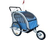 Aosom Elite 2in1 Double Child Bike Trailer Jogger Blue Gray