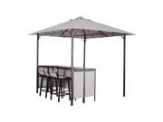 Outsunny 8’ x 8’ Outdoor Covered Bar Gazebo Set w Barstools