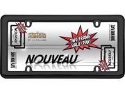 Nouveau Black Plastic License Plate Frame 2 pack Free Screw Caps Included