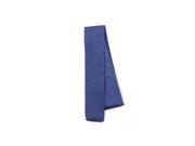 Solid Color Slim Knit Tie Square End Steel Blue