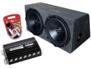 New Audiopipe Apsb 1250 Dual 12 Subwoofer Enclosure Box 1000W Amp Apsb1250