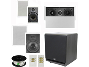 Theater Solutions 5.1 Home Theater 8 and 6.5 Speaker Set with Center 12 Powered Sub and More TS6W8WL51SET7