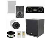 Theater Solutions 5.1 Home Theater 8 and 6.5 Speaker Set with Center 12 Powered Sub and More TS6C8WC51SET7