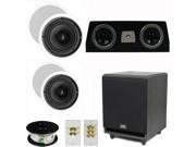 Theater Solutions 5.1 Home Theater 8 and 6.5 Speakers Set with Center 8 Powered Sub and More TS6C8CC51SET3
