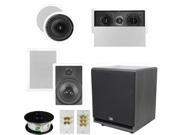 Theater Solutions 5.1 Home Theater 8 Ceiling amd Wall Speaker Set with Center 12 Powered Sub and More TS80CWL51SET7