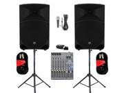 Mackie THUMP15 Powered 15 Speaker Pair 2000W Bi Amped with Bluetooth Mixer Mic Stands and Cables THUMP15SET6B