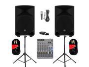 Mackie THUMP12 Powered 12 Loudspeakers Bluetooth Mixer Mic Cables and Stands 2000 Watts THUMP12SET6B