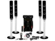 Acoustic Audio AAT1000 Tower 5.1 Speaker System with Bluetooth Mic and 2 Extension Cables