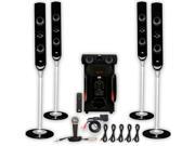 Acoustic Audio AAT1000 Tower 5.1 Speaker System with Bluetooth Mic and 5 Extension Cables