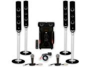 Acoustic Audio AAT1000 Tower 5.1 Speaker System with Bluetooth and 2 Microphones