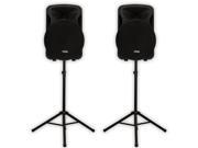 Technical Pro PVOLT15 Two Way PA DJ 15 Active 3000 Watt Speaker Pair and Stands PVOLT15 PK2