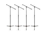 Podium Pro MS2 Adjustable Steel Microphone Stands with Booms and EZ Mic Clips 4 Stand Set MS2SET5 4S