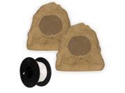 Theater Solutions 2R4S Outdoor Sandstone Rock 2 Speaker Set with Wire for Deck Pool Spa Patio Garden