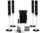 Acoustic Audio AAT1000 Tower 5.1 Speaker System with 2 Mics Powered Sub and 4 Extension Cables