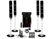 Acoustic Audio AAT1000 Tower 5.1 Speaker System with Bluetooth 2 Mics and 4 Extension Cables