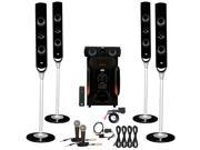 Acoustic Audio AAT1000 Tower 5.1 Speakers with Bluetooth Optical Input 2 Mics and 4 Extension Cables
