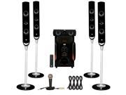 Acoustic Audio AAT1000 Tower 5.1 Speaker System with Mic Powered Sub and 4 Extension Cables