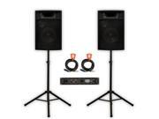 Acoustic Audio PA 380X Passive 8 DJ Speakers with Amp Stands and Cables for PA Karaoke Studio Home