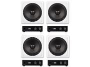 4 Acoustic Audio IWS10 In Wall Ceiling 10 Home Theater Passive Subwoofers and 4 Amplifiers IWS10A 4S