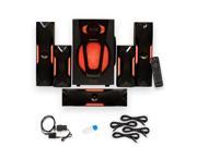 Theater Solutions TS523 Deluxe 5.1 Speaker System with LEDs USB Bluetooth Optical Input and 4 Ext. Cables