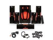 Theater Solutions TS523 Deluxe 5.1 Speaker System with LEDs Bluetooth Optical Input and 4 Ext. Cables