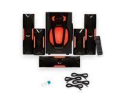 Theater Solutions TS523 Deluxe 5.1 Speaker System with LED Lights USB Bluetooth and 4 Ext. Cables