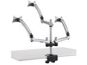 Cotytech Triple Apple Desk Mount Spring Arm 7.87 in Pole Clamp Base Silver