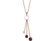 H2Z Made with Swarvoski Crystal Elements Three Red Round Stone and Gold Dangle Necklace