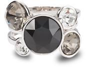 H2Z Made with Swarvoski Elements Black Silver 3 Stackable Ring Set Size 9