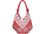 14 x 19.5 Red White Floral Beaded Over the Should Purse