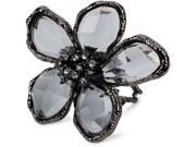 H2Z Petal Pendants Oversize Flower Ring Smokey Gray and Gunmetal Black Size 8