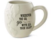 Global Love Wherever you go go with all your Heart Cream Ceramic Cute Coffee Mug 22 oz