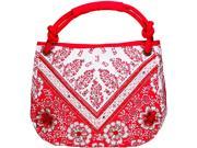 13 x 14.5 Red White Floral Over The Shoulder Purse