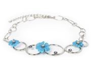 Adjustable Silver and Blue Flower Chain Necklace