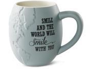 Global Love Smile and the World will Smile with you Blue Ceramic Cute Coffee Mug 22 oz
