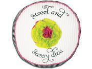 Itty Bitty Pretty Sweet and Sassy diva Soft White Round Green Pink Black Baby Pillow with Flower Center 12