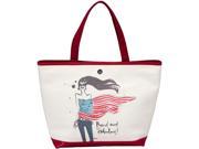 16 Red and Cream American Flag Large Canvas Tote Bag