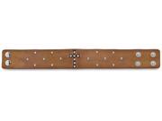 Brown Leather Studded Cross Bracelet