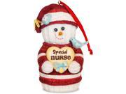 4 Socking Snowman Ornament with Saying Special Nurse