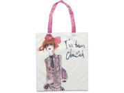 IZAK 17.5 x 16 Fashion Nylon Tote Bag with Pink Handles