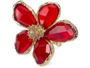 H2Z Petal Pendants Oversize Flower Ring Ruby Red and Gold Size 7