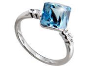 Size 8 Light Blue Crystal Ring made from Swarovski Elements
