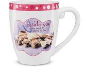 Shaded Pink Beside you is the best place to be Love Pink Puppy Ceramic Coffee Mug 17 oz